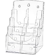 Suwimut Acrylic Brochure Holder 8.5x11 Inch, 4 Tier Clear Literature Organizer Magazine Stand wit...