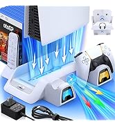 PS5 Stand with Cooling Station&Dual Controller Charger for Playstation 5 PS5 Console, CYKOARMOR P...