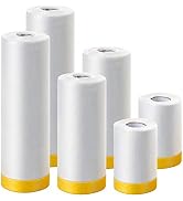 MyLifeUNIT Tape and Drape, 6 Pack Masking Paper for Automotive Painting Covering (66-Feet, 3 Sizes)