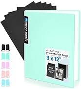 Sooez Art Portfolio 9x12 Folder with Black Mounting Paper, 24 Pockets Binder with Plastic Sleeves...