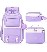 Fimibuke Backpacks for Girls, 3 PCS Waterproof School Backpack with Lunch Box, Pencil Pouch Set f...
