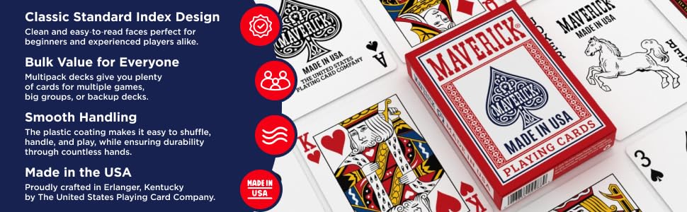 Maverick USA Bulk Mutipack Playing Card Decks 12pk for Poker Blackjack Card Games
