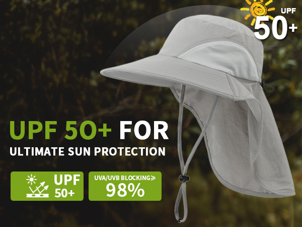 Wide Brim Neck Flap Sun Hat for Mens Womens