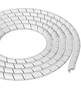 D-Line 8.2ft White Cord Wrap, Spiral Cable Sleeve, Expands 0.39-1.5in Diameter, Wrap by Hand - White