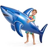 Giant Inflatable Shark Pool Float 75” - Large Blow-Up Shark Toy for Kids, Teens & Adults - Swimmi...