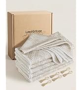 Leetaltree 6 Sets Cotton Linen Napkins with Wood Bead Napkin Rings Set, 18x18 Dinner Napkins Set ...
