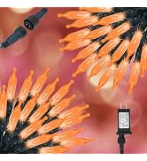 ILLUMINEW Orange Halloween Lights, 2 Pack 98ft 150 Count String Lights, Plug-in Waterproof Fall L...