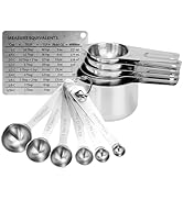 KUBEMUEG Measuring Cups and Spoons Set Heavy Duty 304 Metal Stainless Steel Measuring Cup Spoon K...