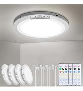 HLCZLUZ Rechargeable Motion Sensor Ceiling Light Indoor Outdoor w/Remote, 7.08 Inch Battery Opera...