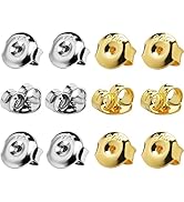 DELECOE 14K Gold Plated Earring Backs Replacements, 925 Sterling Silver Hypoallergenic Secure Gol...
