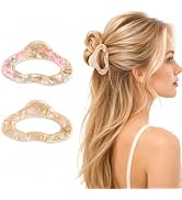 Acetate Hair Clips for Women, 2 Pack Medium Cloud Marbled Claw Clips for Half Up Styles, Buns, Fr...