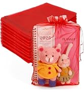 Organza Bags, Mesh Bags Drawstring 8x12 Inch, 50 PCS Red Sheer Organza Bags, Large Wedding Gift G...