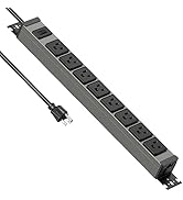 JUNNUJ Heavy Duty Power Strip Wall Mount, 15 Amp Surge Protector 1200J Metal 8 Outlet Under Desk ...