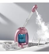 Facial Steamer, Nano Ionic Face Steamer for Facial Deep Cleaning, Pink Hair Steamer Facial Steame...