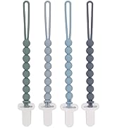 4-Pack Silicone Pacifier Clips with One-Piece Beads for Baby Boys and Girls - Flexible and Rust-F...