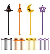 36 Pack Halloween Cocktail Stirrers, 7.1in Witch Hat Swizzle Sticks | Reusable Drink Stirrers for...