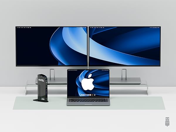 A mac docking station simplifies port expansion, connecting HDMI, USB, and Ethernet for fast access
