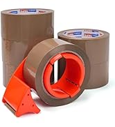 ADHES Brown Packing Tape with Dispenser, 1.88in x 55yds x 2.6mil, Heavy Duty Box Sealing Tape for...
