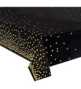 4 Pack Plastic Tablecloths for Rectangle Tables, Black Gold Table Covers | Waterproof Disposable ...