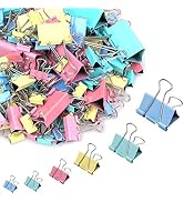 188 Pcs Binder Clips Paper Clamps Assorted 6 Sizes, Paper Binder Clips Metal Fold Back Clips with...