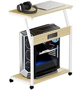 FANXIYQ Computer Tower Stand with Charging Station, Rolling PC Cart, White | Heavy-Duty White PC ...