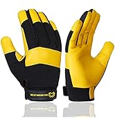 WESTWOOD FOX Gardening Working Gloves Garden Thorn Proof Flexible Heavy Duty Leather Mechanic Uti...