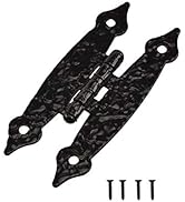 TamBee Black Antique Iron H Cabinet Hinge Hammercraft Flush Door Hinge 3-7/16 by 1-9/16 inch 5 Pa...
