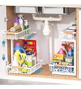 Liuoud Under Sink Organizer 2 pack, 2 Tier Slide Out Under Sink Organizers And Storage, Height Ad...
