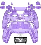 eXtremeRate Full Set Shell with Buttons Touchpad Cover, Clear Atomic Purple Custom Replacement De...