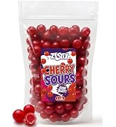 Cherry Sours Candy 1lb Bulk – Soft Chewy Sour Balls in Cherry Flavor, Red Sugar-Coated Candy for ...