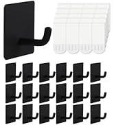 20 Pcs Towel Hooks with Removable Strips for Hanging, Adhesive Wall Heavy Duty, Outdoor No Damage...