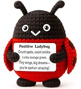 WEYON Positive Lucky Gift – Mini Crochet Ladybug Plush with Message Card, Handmade 3-Inch, Kawaii...
