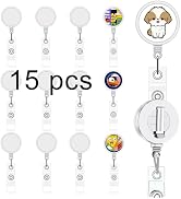 15 Pcs Sublimation Badge reels Blank,DIY Badge Reel kit Sublimation id Badge Blanks Retractable B...