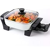 I-Keukenn 12"x 9" Electric Skillet with PFAS-Free Non-Stick Ceramic Coating, Removable Electric F...