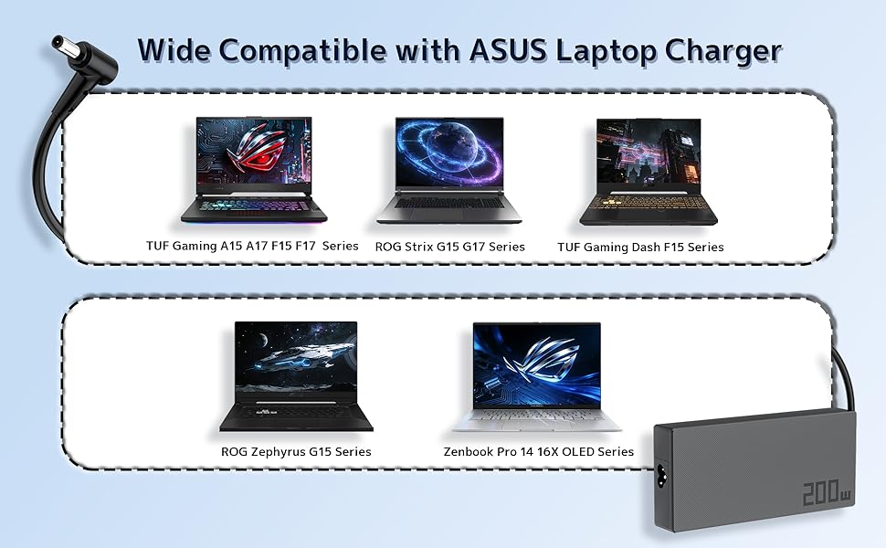 Wide Compatibility with ASUS Laptops, Fit for TUF Gaming, ROG Strix Zephyrus, and Zenbook Series