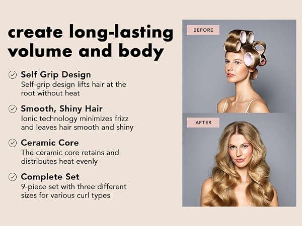 create long lasting volume and body with our ceramic core hair rollers