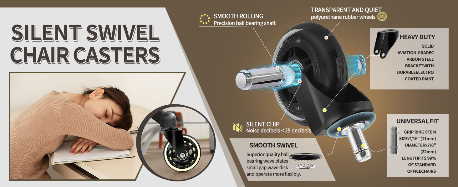 Silent Swivel Chair Casters