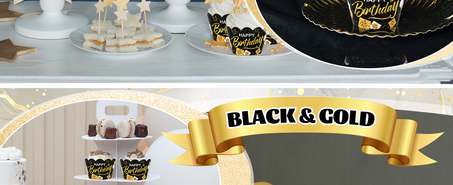 36Pcs Happy Birthday Cupcake Wrappers