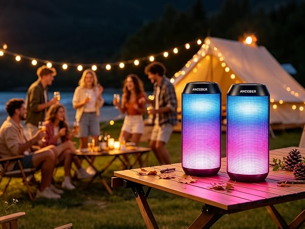 Portable Bluetooth speaker with ambient light, strong sound, is a must-have for party