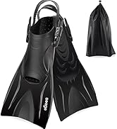 Seago Short Swim Fins Snorkel Flippers for Youth Adults, Open Heel Adjustable Light Short Blade T...
