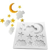 1Pc Star Moon Clouds Shaped Silicone Fondant Molds, Candy Chocolate Molds for DIY Cake Fondant Co...