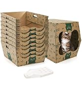 SOUJOY 8 Pack Disposable Litter Boxes for Cats, Foldable Enclosed Litter Box with Scoop, Anti-Spl...