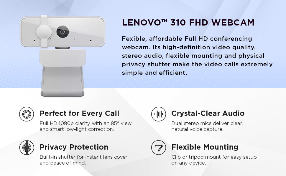 Lenovo 310 FHD Webcam White