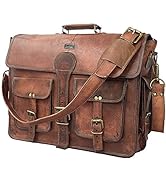 Cuero DHK 18 Inch Vintage Handmade Leather Travel Messenger Office Crossbody Bag Laptop Briefcase...