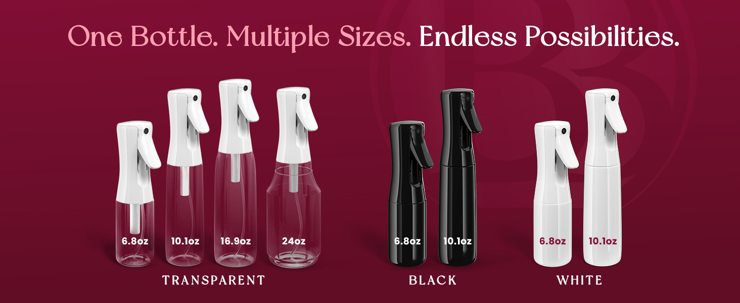 Beautify Beauties Spray Bottles. One bottle, multiple sizes