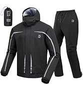 Rain Suit, Rain Gear for Men & Women Waterproof Jacket and Pants Breathable Reflective Raincoat f...