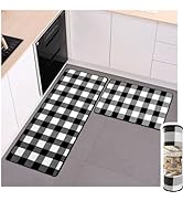 Matace Buffalo Check Plaid Kitchen Rug Set - 2PCS (17x47 & 17x29), Farmhouse Style, Non-Printed W...