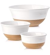 Hasense Ceramic Mixing Bowls, Large Salad Pasta Bowls Set, 2.1/1.0/0.5 Qt Serving Bowls for Enter...