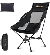 MOON LENCE High Back Camping Chair with Pillow - 330lbs Capacity Folding Portable, Wide Seat & Er...