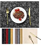 Smiry Rectangle Place Mats, Waterproof Heavy Duty Vinyl Placemats 6 Pack | Wipeable Washable Tabl...